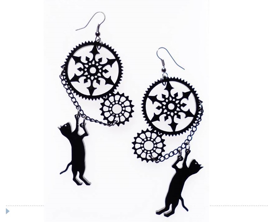 865x717 steampunk cat earrings - Steampunk Cat Drawing