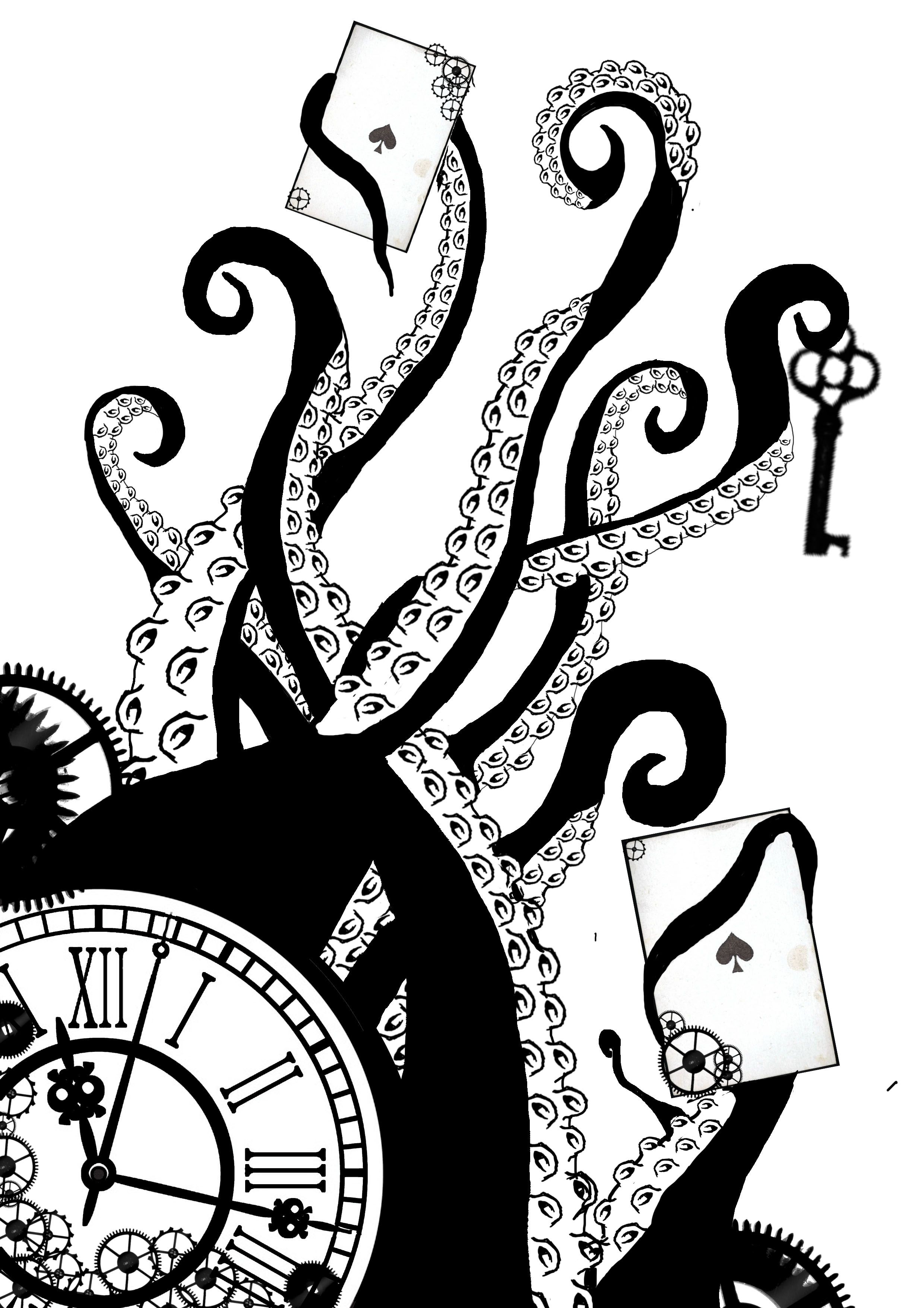 2480x3508 Steampunk Clock Drawing - Steampunk Clock Drawing