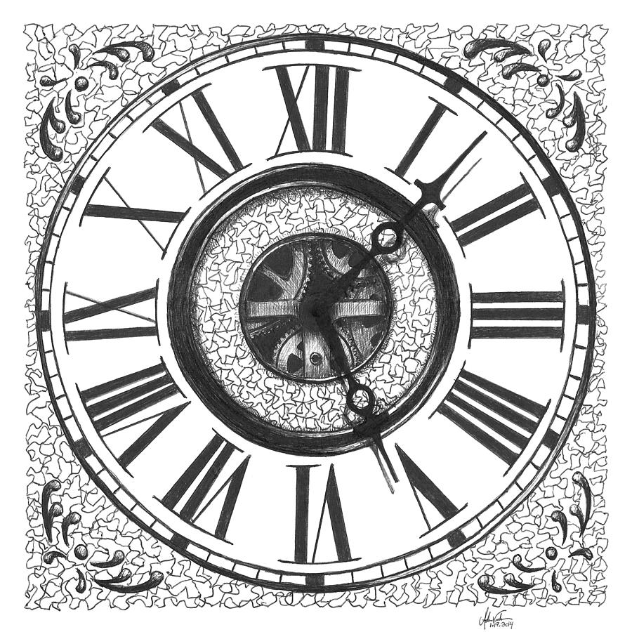 900x900 Clock Face Drawing - Steampunk Clock Drawing