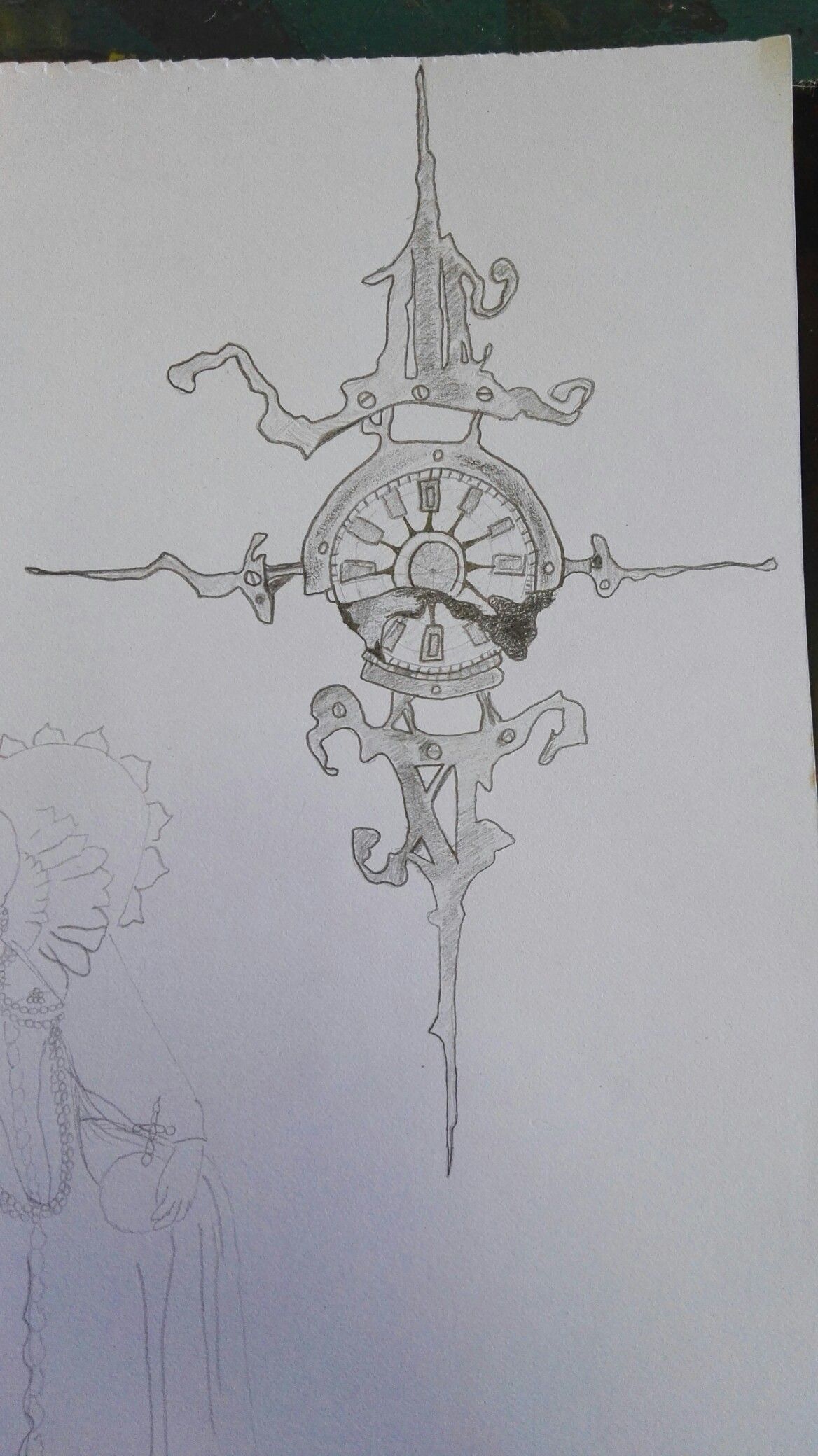 1168x2080 Mechanical Compass - Steampunk Compass Drawing