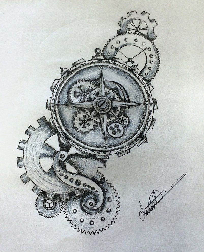 803x994 Steampunk Compass - Steampunk Compass Drawing