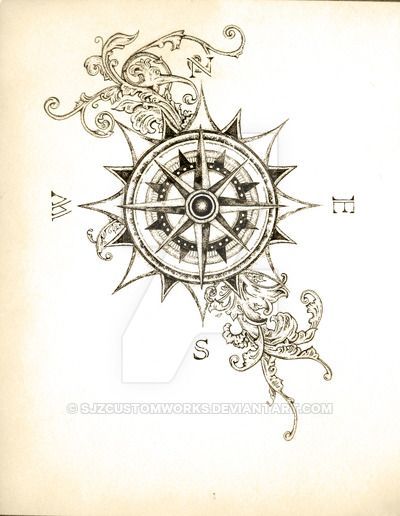400x516 Steampunk Compass Tattoo - Steampunk Compass Drawing