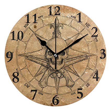 425x425 Tataoceanie Round Wall Clock Steampunk Compass Drawing - Steampunk Compass Drawing