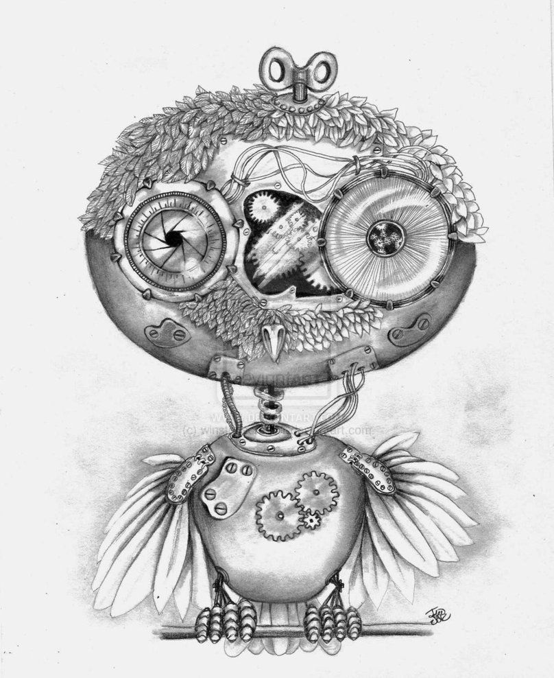 808x988 Steampunk Owl - Steampunk Drawing Ideas