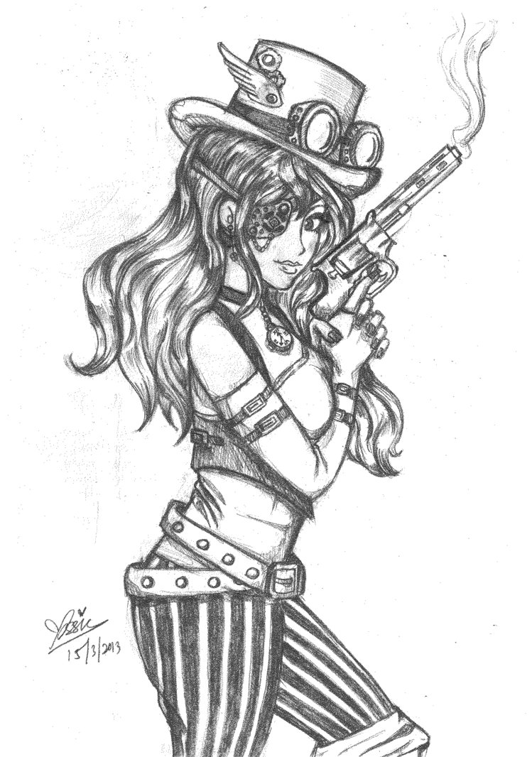 749x1066 chara drawing steampunk for free download - Steampunk Drawings