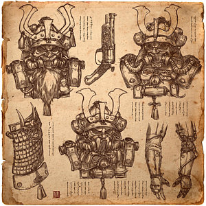 300x300 Steampunk Samurai Concept Drawing - Steampunk Drawings