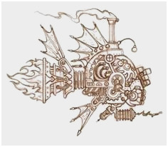 236x206 steampunk gear coloring - Steampunk Gears And Cogs Drawing
