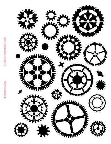 386x500 gears stencil - Steampunk Gears And Cogs Drawing