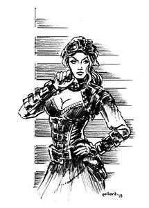 215x300 Original Art Steampunk Girl - Steampunk Girl Drawing