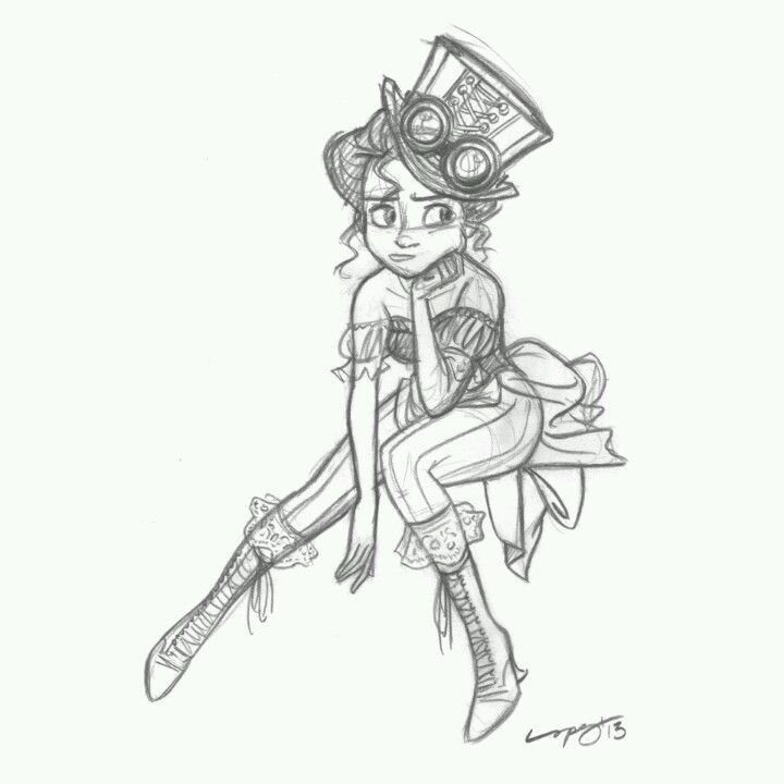 720x720 Steampunk Cartoon Art, Art, Art Sketches - Steampunk Girl Drawing