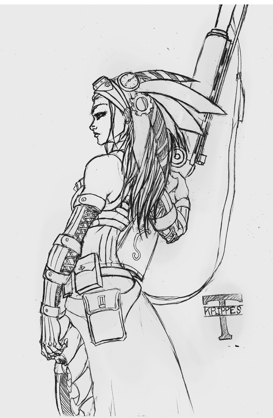 900x1379 Steampunk - Steampunk Girl Drawing