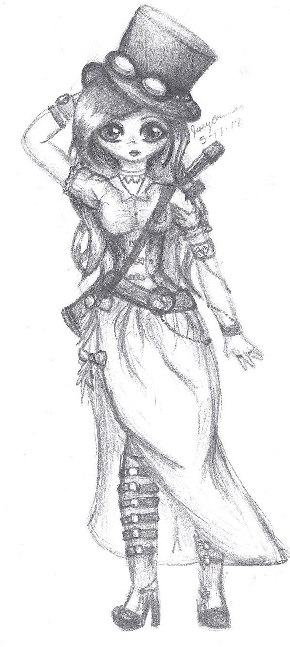 598x1334 Drawing Manga Steampunk For Free Download - Steampunk Girl Drawing