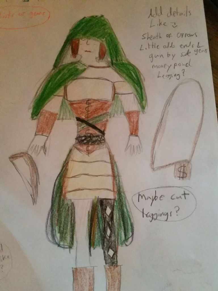 768x1024 Steampunk Girl Robin Hood Style Costume Steps - Steampunk Girl Drawing