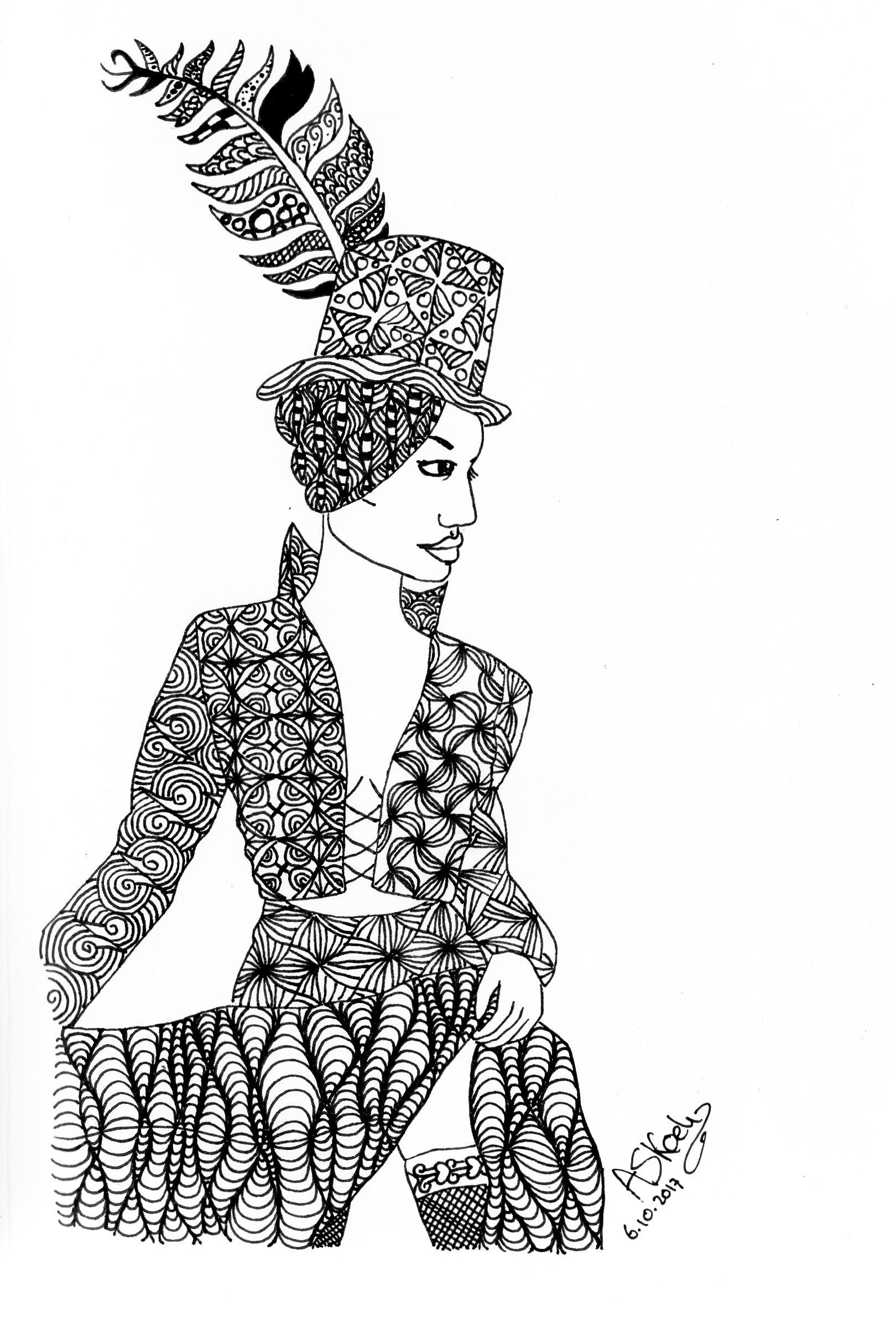1620x2382 steampunk girl zentangle askoek foundmyself - Steampunk Girl Drawing