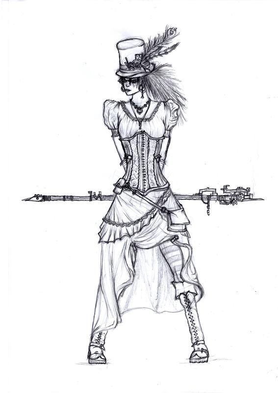 567x800 Steampunk Girl - Steampunk Girl Drawing