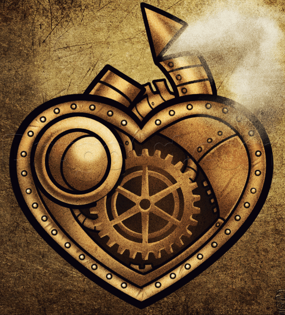 577x636 How To Draw A Steampunk Heart, Step - Steampunk Heart Drawing
