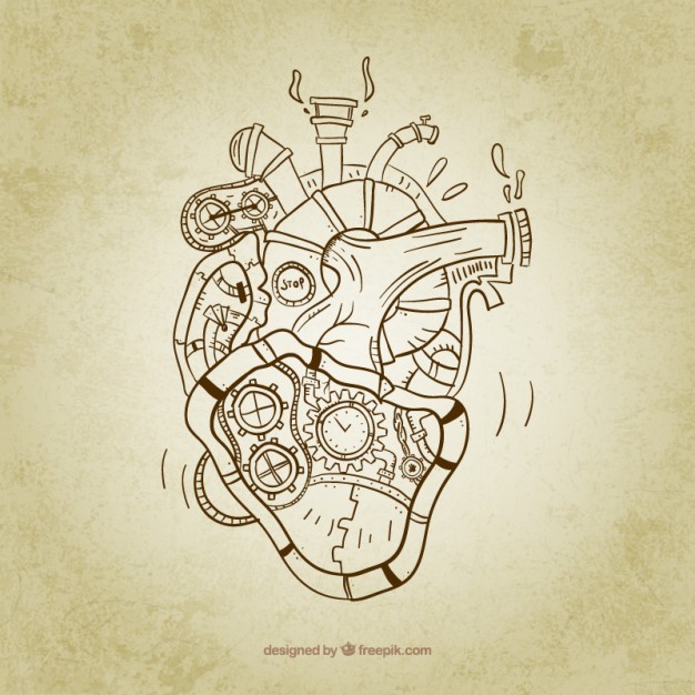 626x626 sketchy steampunk heart vector free download - Steampunk Heart Drawing