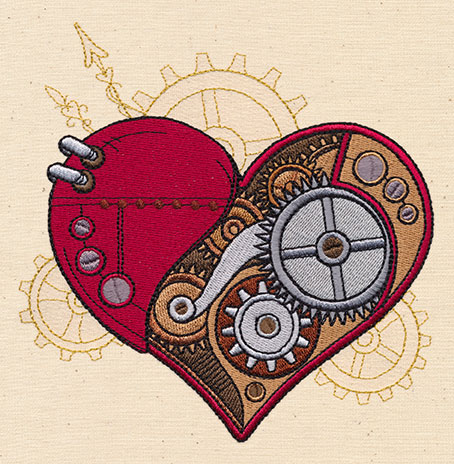 454x464 Steampunk Heart Urban Threads Unique And Awesome Embroidery Designs - Steampunk Heart Drawing