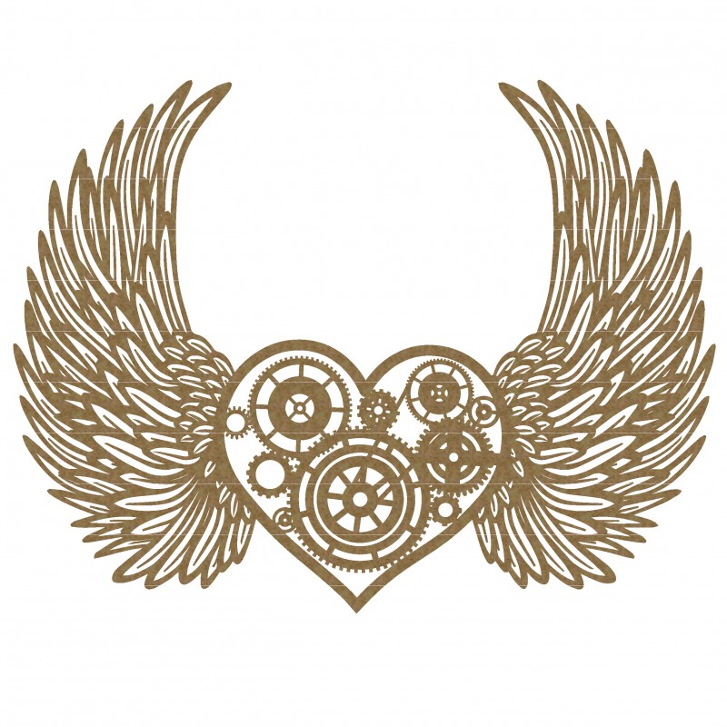 800x800 Steampunk Heart With Wings - Steampunk Heart Drawing