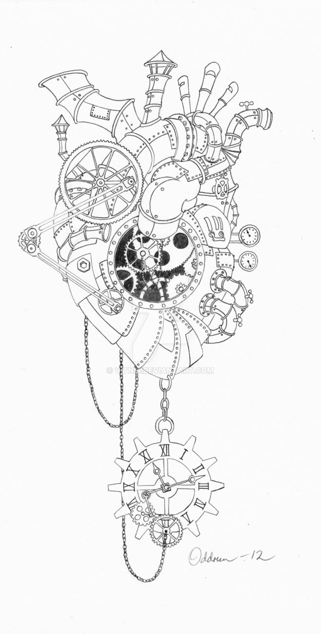 636x1256 Steampunk Heart - Steampunk Heart Drawing