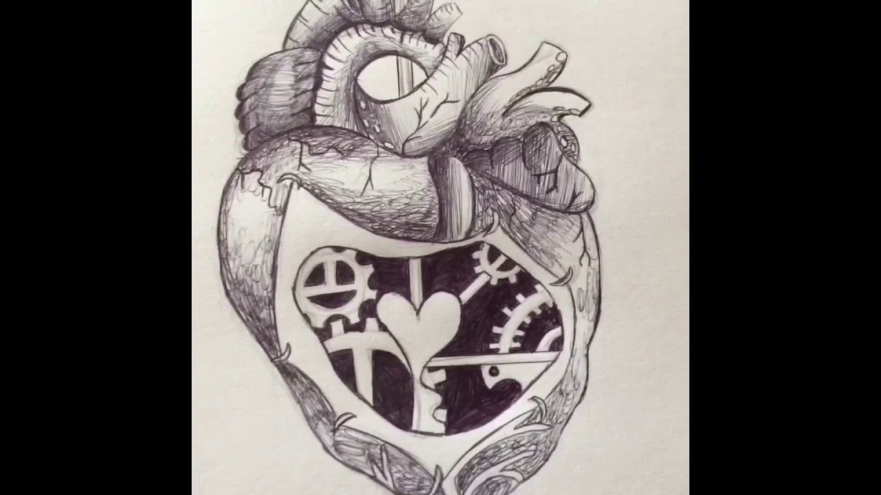 1280x720 Steampunk Heart Drawing - Steampunk Heart Drawing