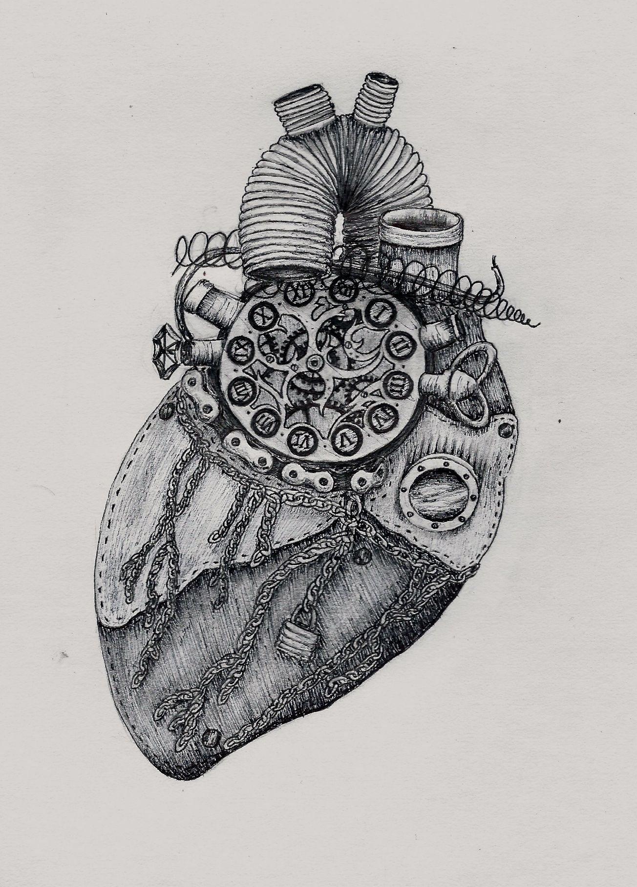 1304x1816 Steampunk Heart Drawing - Steampunk Heart Drawing