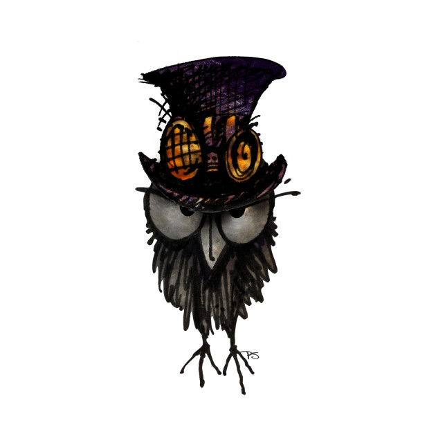 630x630 funny grumpy steampunk owl in a steampunk top hat and brass - Steampunk Owl Drawing