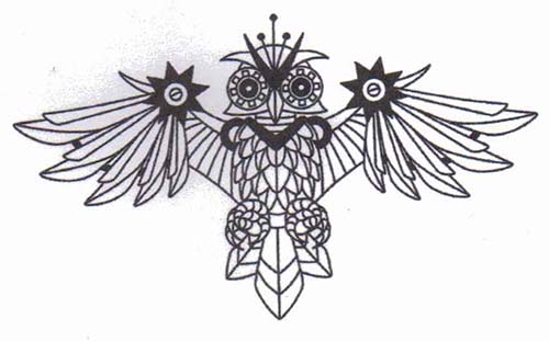 500x312 Queen Kat Designs Stamp - Steampunk Owl Drawing