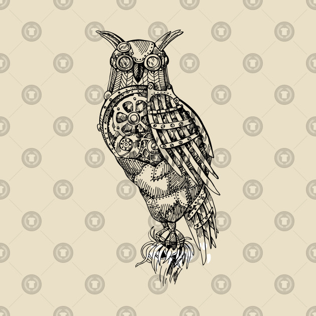 630x630 Steampunk Mechanical Owl - Steampunk Owl Drawing