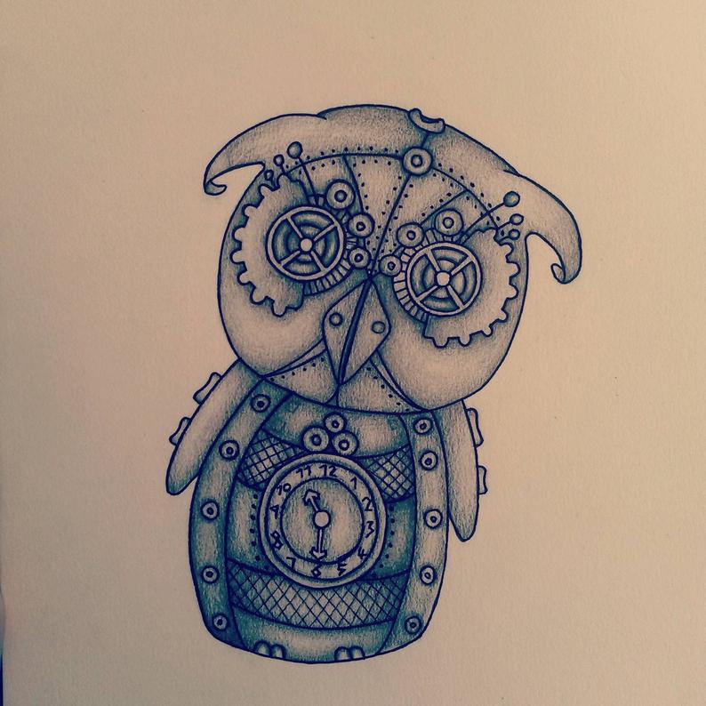 794x794 Steampunk Owl Etsy - Steampunk Owl Drawing