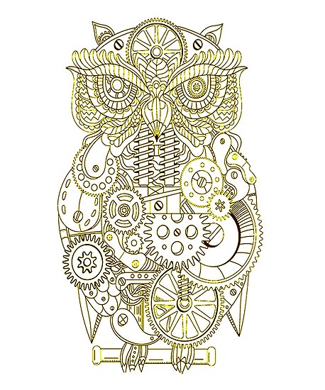 458x550 cool yellow steampunk owl for owl lovers posters - Steampunk Owl Drawing
