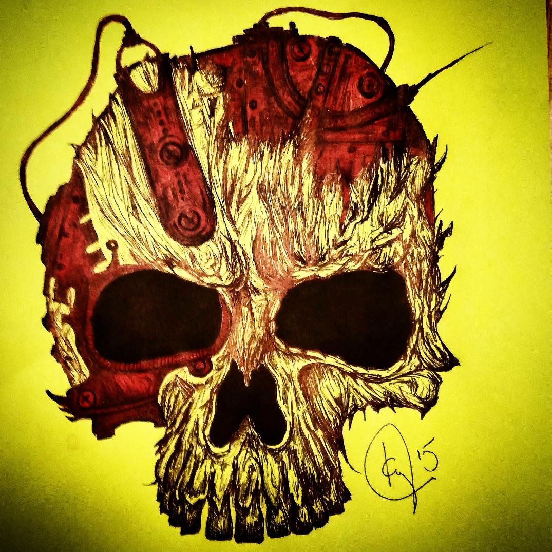 1075x1075 Kyle Stampede On Twitter - Steampunk Skull Drawing