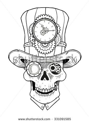 343x470 Pin On Inspirations - Steampunk Skull Drawing