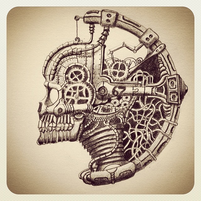 640x640 Sketchbook Upgrading - Steampunk Skull Drawing