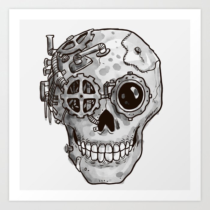 700x700 Steampunk Skull Art Print - Steampunk Skull Drawing