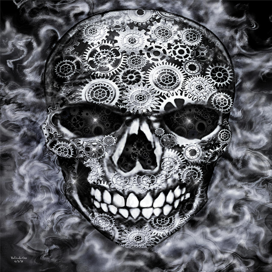 900x900 Steampunk Skull Digital Art - Steampunk Skull Drawing