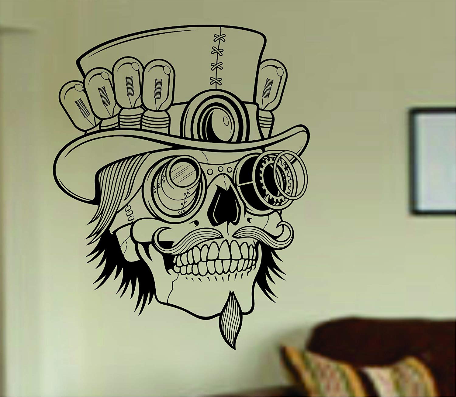 1500x1307 Dabbledown Decals Steampunk Skull Wall Vinyl Decal - Steampunk Skull Drawing