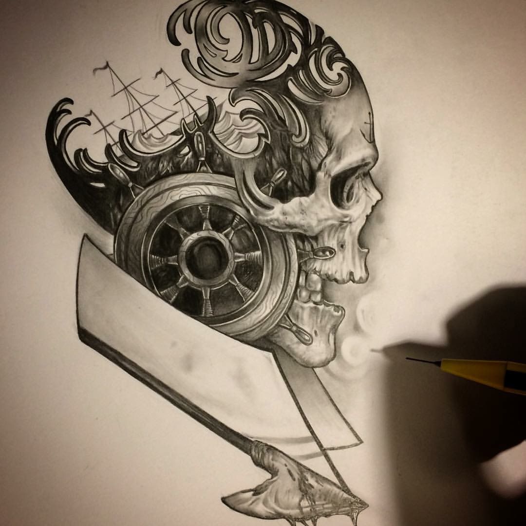 1080x1080 Steampunk Skull Tattoo Art Design Collage Inspirations Skulls - S...