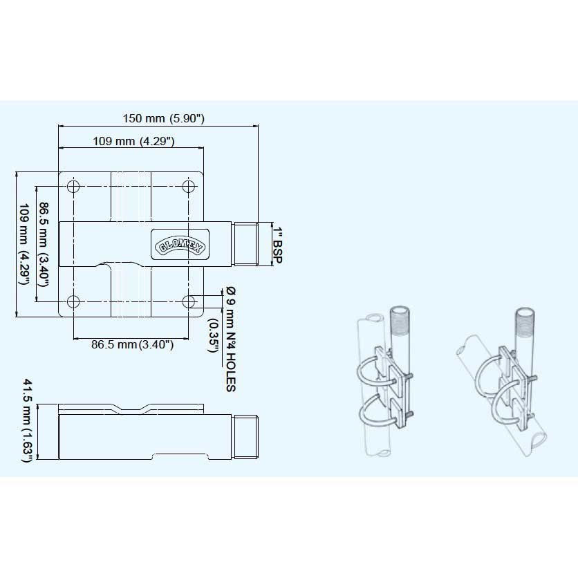 836x836 glomex stainless steel pipe mounting bracket, waveinn - Steel Pipe Drawing