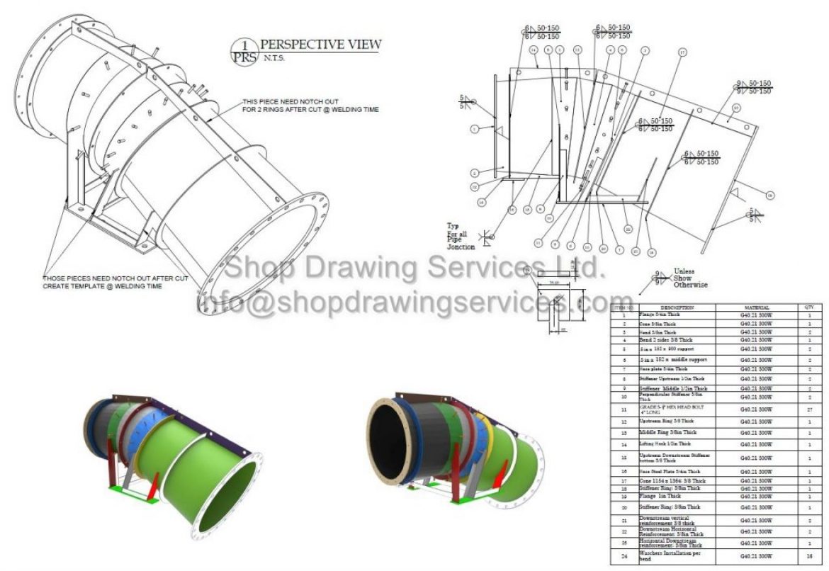 1170x806 steel pipe shop drawings - Steel Pipe Drawing