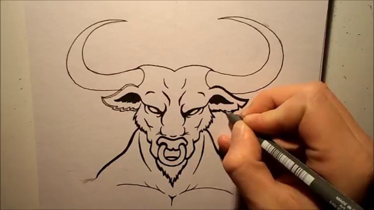 1280x720 How To Draw A Bull - Steer Head Drawing