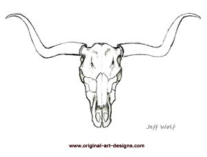 300x228 Longhorn Skull Drawings - Steer Skull Drawing