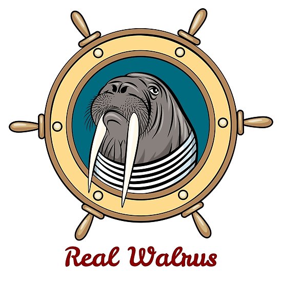 550x550 Walrus In Seaman Shirt Against Steering Wheel Drawn In Cartoon - Steering Wheel Drawing