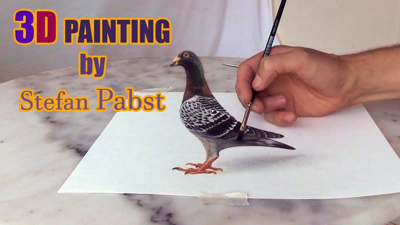 1280x720 Pigeon Drawing In !! Optical Illusion - Stefan Pabst 3d Drawing