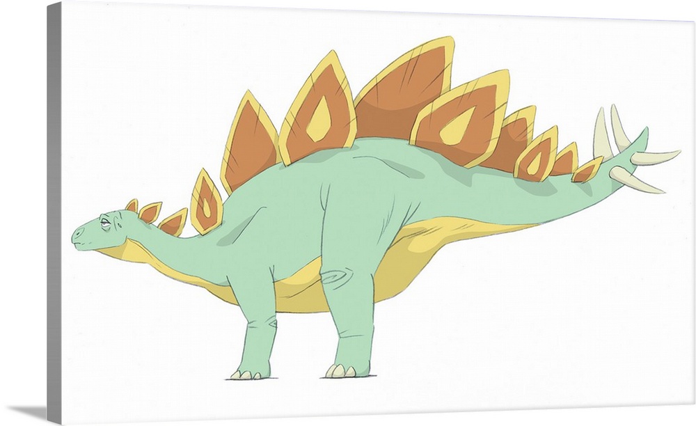 1000x612 Stegosaurus Pencil Drawing With Digital Color Wall Art, Canvas - Stegosaurus Drawing