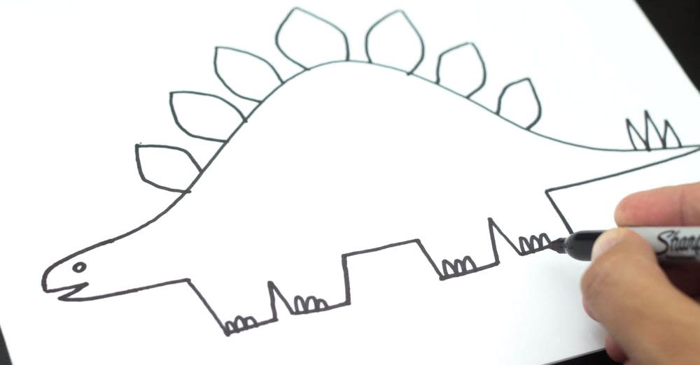 1000x522 How To Draw A Stegosaurus - Stegosaurus Drawing