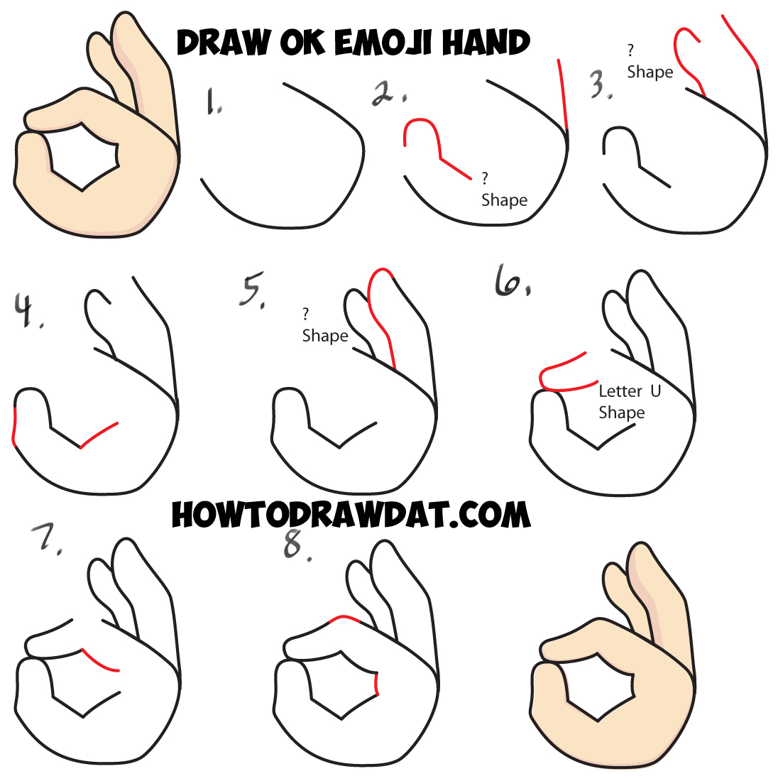 1096x1100 How To Draw Okay Hand Emoji Easy Step - Step By Step Drawing