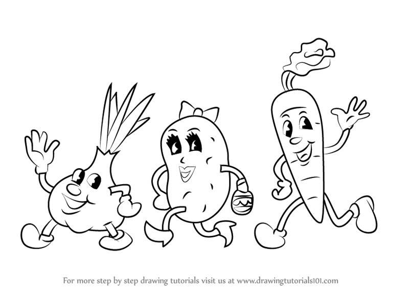 800x567 Learn How To Draw Cartoon Vegetables - Step By Step Drawing Cartoons