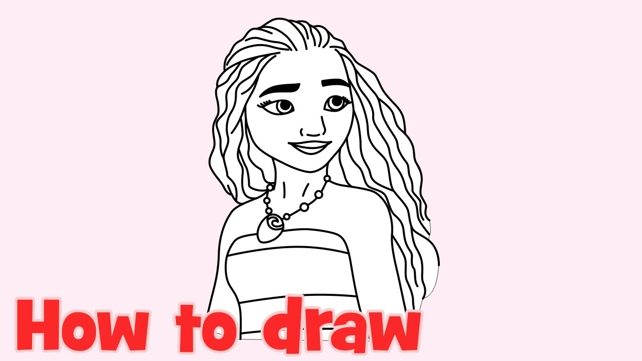 1280x720 how to draw moana waialiki step - Step By Step Drawing Disney Princesses