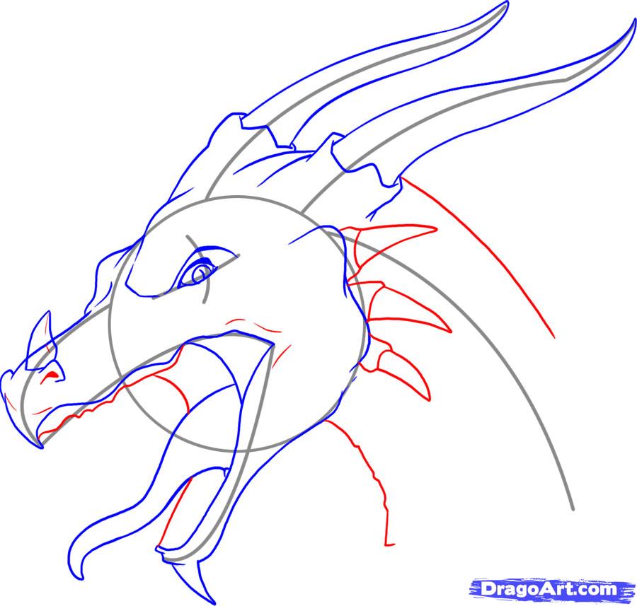 900x857 How To Draw A Dragon Head, Step - Step By Step Drawing Dragon Art